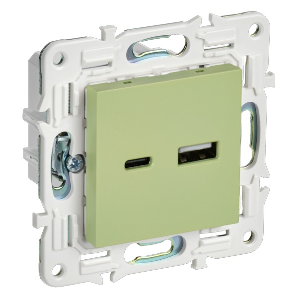 Розетка для зарядки ИЭК SKANDY SK-R13M USB A+С 18Вт мятный