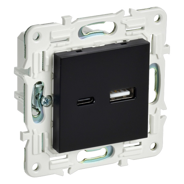 Розетка для зарядки ИЭК SKANDY SK-R14Bl USB A+С 3,1А черный