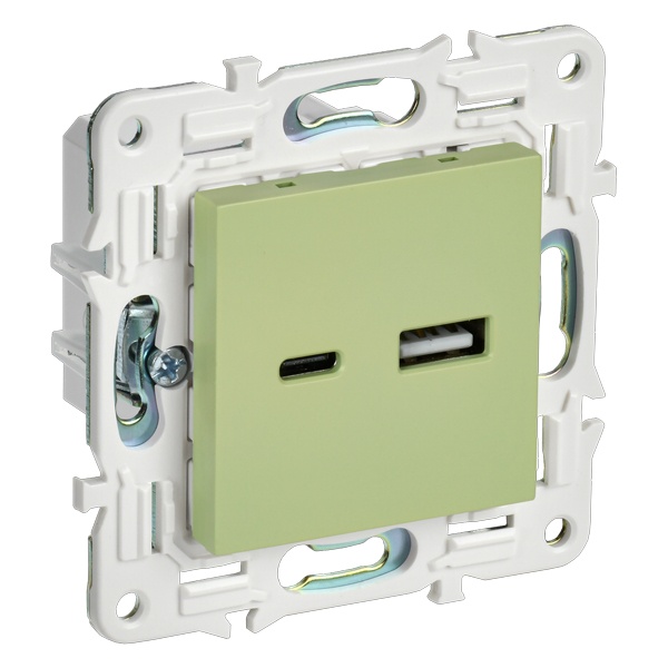 Розетка для зарядки ИЭК SKANDY SK-R14M USB A+С 3,1А мятный