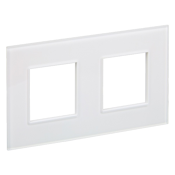 Рамка 2 поста ИЭК SKANDY SK-F22W стекло арктический белый