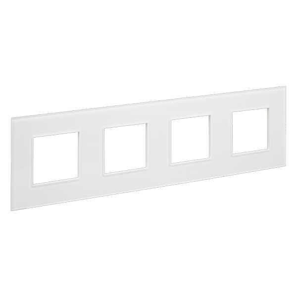 Рамка 4 поста ИЭК SKANDY SK-F24W стекло арктический белый