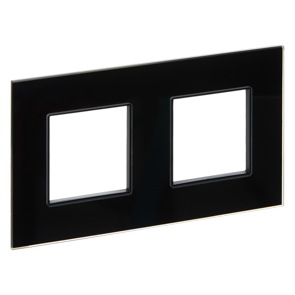 Рамка 2 поста ИЭК SKANDY SK-F22Bl стекло черный