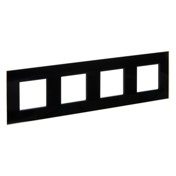 Рамка 4 поста ИЭК SKANDY SK-F24Bl стекло черный