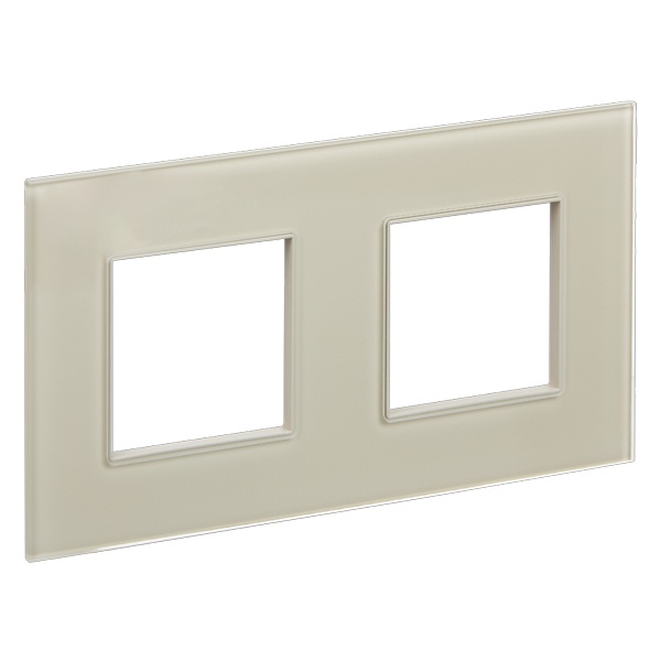 Рамка 2 поста ИЭК SKANDY SK-F22B стекло бежевый