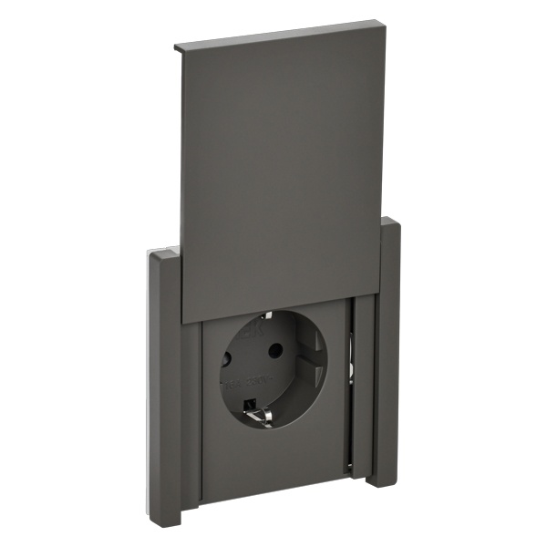 Розетка с заземлением ИЭК FORTE&PIANO FP319 16А шторки крышка автозажим IP44 серый