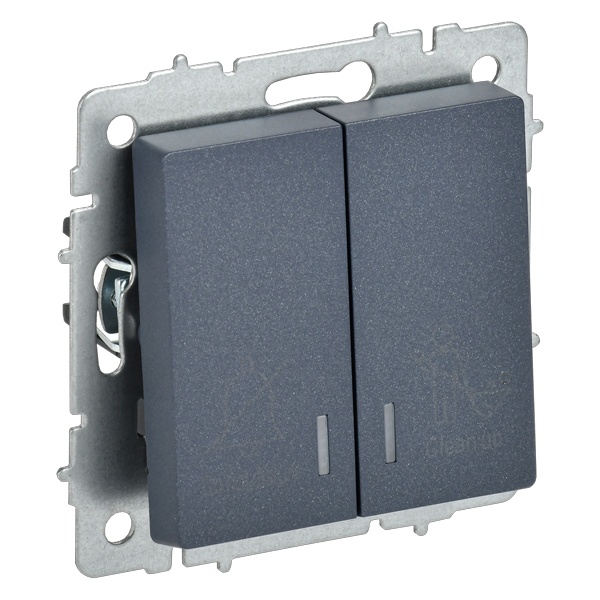 Выключатель 2-клавишный ИЭК BRITE с индикацией для отелей 10А маренго (ВС10-2-9-БрМ)