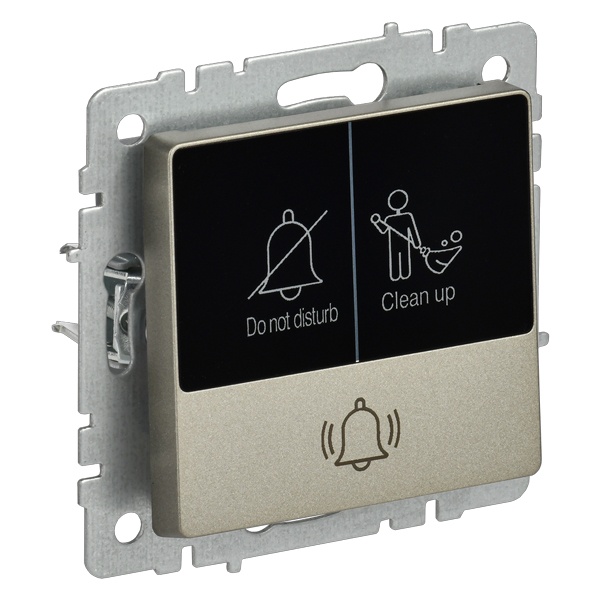 Кнопка звонка с индикацией для отелей ИЭК BRITE 10А шампань (ВС10-1-9-БрШ)