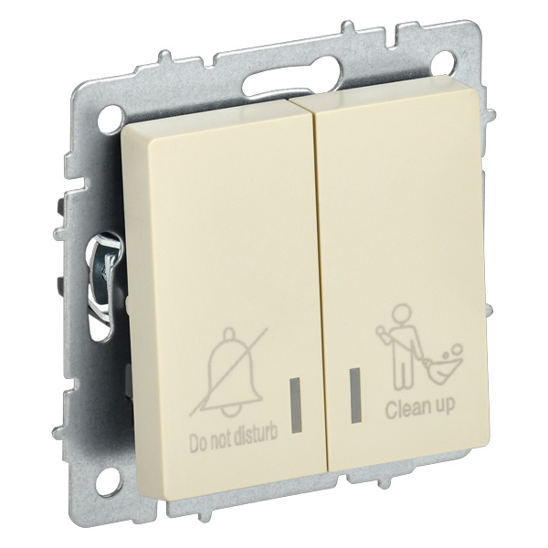 Выключатель 2-клавишный ИЭК BRITE с индикацией для отелей 10А бежевый (ВС10-2-9-БрКр)