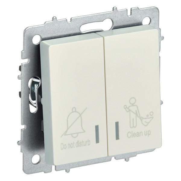 Выключатель 2-клавишный ИЭК BRITE с индикацией для отелей 10А жемчуг (ВС10-2-9-БрЖ)