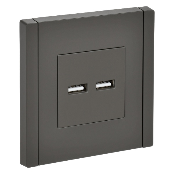 Розетка для зарядки ИЭК FORTE&PIANO FP349 USB A+A 3,1А серый