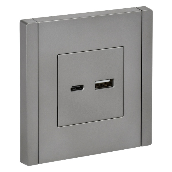 Розетка для зарядки ИЭК FORTE&PIANO FP551 USB A+C 18Вт сталь