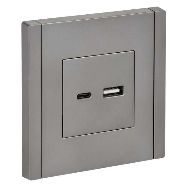 Розетка для зарядки ИЭК FORTE&PIANO FP550 USB A+C 3,1А сталь