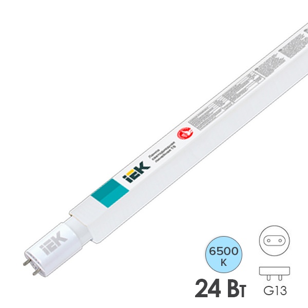 Лампа светодиодная T8 линейная ИЭК 24Вт 230В 6500K G13 1514x25mm