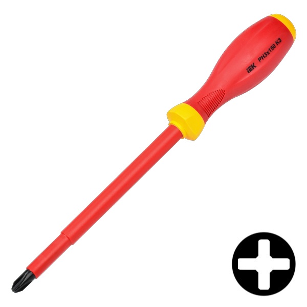 Отвертка ИЭК диэлектрическая PH3х150 мм К3 (Expert) ARMA2L 3