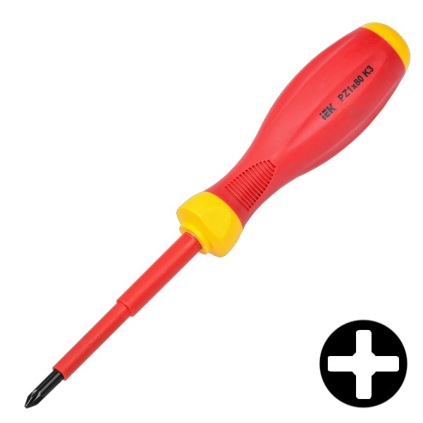 Отвертка ИЭК диэлектрическая PZ1х80 мм К3 (Expert) ARMA2L 3
