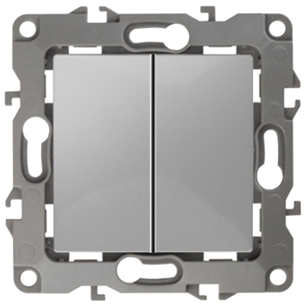 Переключатель двойной промежуточный ЭРА 10АХ-250В IP20 12, алюминий 12-1112-03