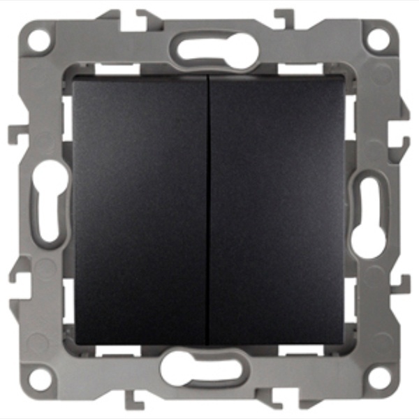 Переключатель двойной промежуточный ЭРА 10АХ-250В IP20 12, антрацит 12-1112-05