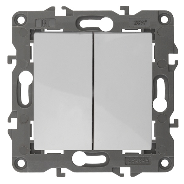 Переключатель двойной промежуточный ЭРА 10АХ-250В IP20 Elegance белый 14-1112-01