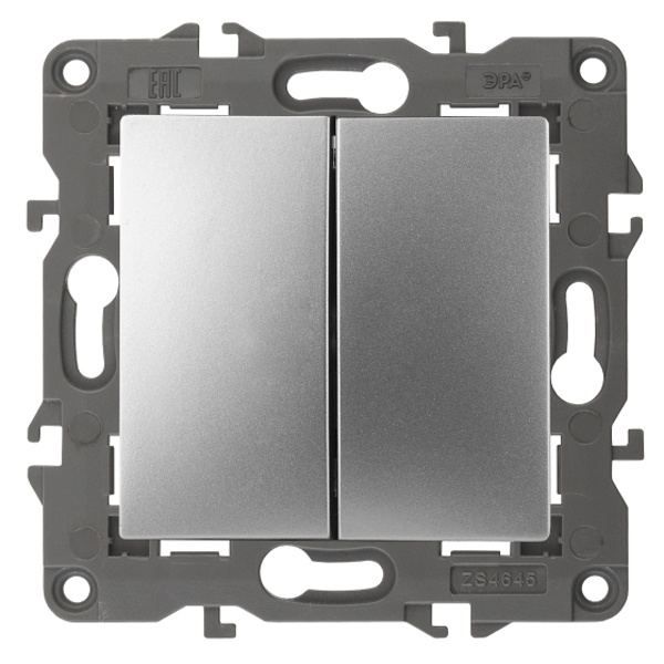 Переключатель промежуточный ЭРА 10АХ-250В IP20 Elegance алюминий 14-1112-03