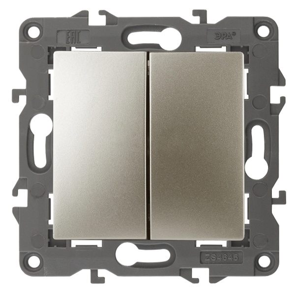 Переключатель двойной промежуточный ЭРА 10АХ-250В IP20 Elegance шампань 14-1112-04