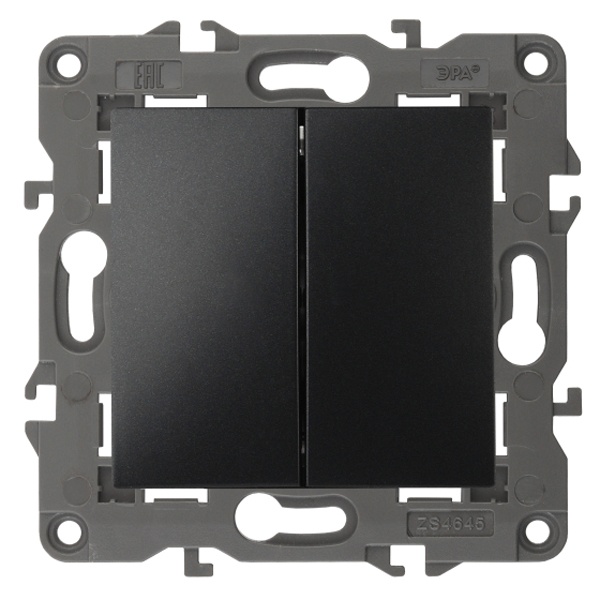 Переключатель двойной промежуточный ЭРА 10АХ-250В IP20 Elegance антрацит 14-1112-05