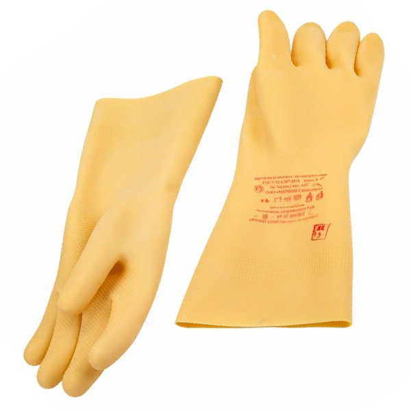 Перчатки диэлектрические латексные Мерион-спецодежда 1 кВ. класс 0, Размер 3 ГОСТ 12.4.307-2016