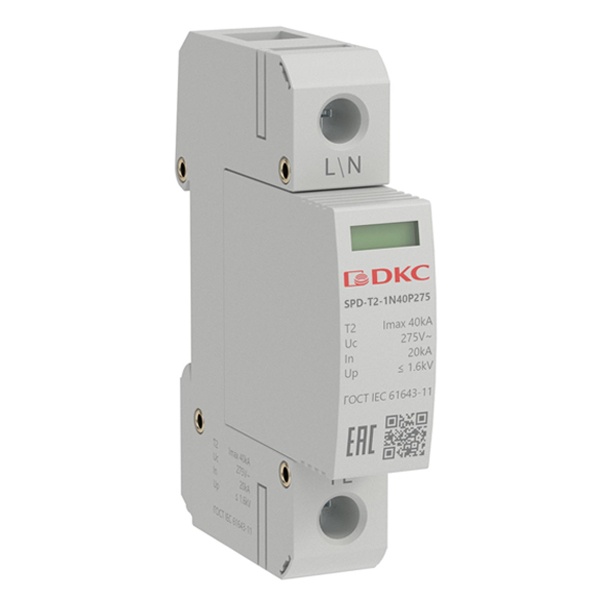 УЗИП DKC тип 2 1 полюс Imax 40kA Un 275V со сменным модулем