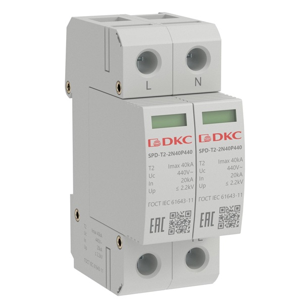 УЗИП DKC тип 2 2 полюса Imax 40kA Un 440V со сменным модулем