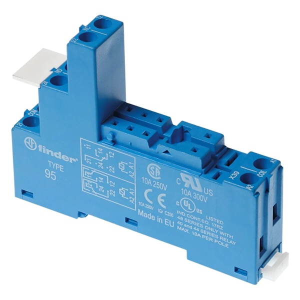 Розетка Finder с винтовыми клеммами (с зажимной клетью) для реле 40.31 синий