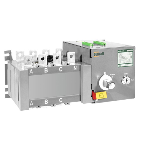 Ввод резерва автоматический DEKraft АВР АВР-102 4п 100А 10кА с моторным приводом