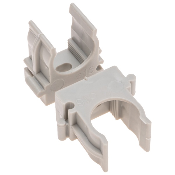 Крепеж-клипса Rexant для труб под монтажный пистолет в п/э d16 [упак.100шт] серая