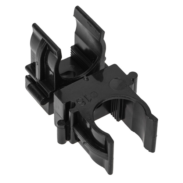 Крепеж-клипса Rexant для труб под монтажный пистолет в п/э d16 [упак.100шт] черная