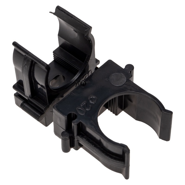 Крепеж-клипса Rexant для труб под монтажный пистолет в п/э d20 [упак.100шт] черная