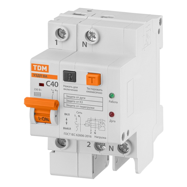 УЗДП с автоматическим выключателем TDM 1P+N C40А 6кА
