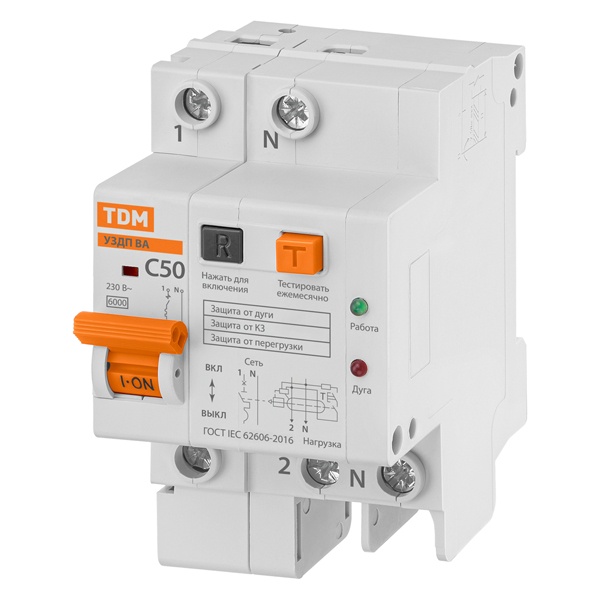 УЗДП с автоматическим выключателем TDM 1P+N C50А 6кА