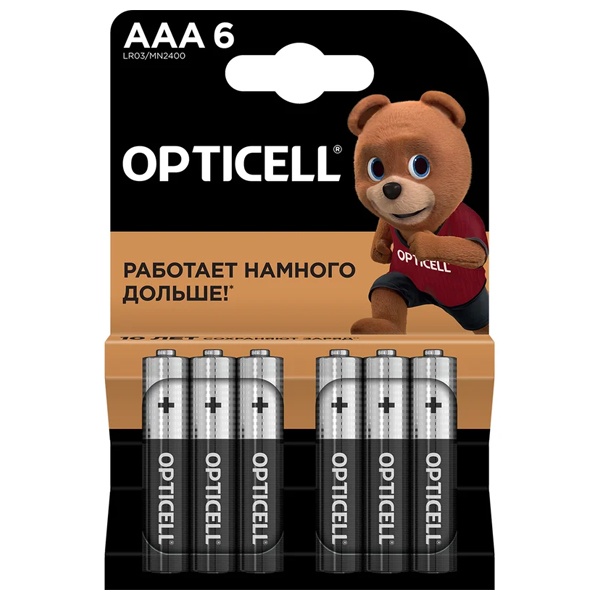 Батарейка AAA Opticell Basic LR03 MN2400 1,5V алкалиновая (упаковка 6шт) 6911332395365