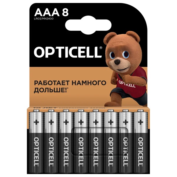 Батарейка AAA Opticell Basic LR03 MN2400 1,5V алкалиновая (упаковка 8 шт) 6911332392784