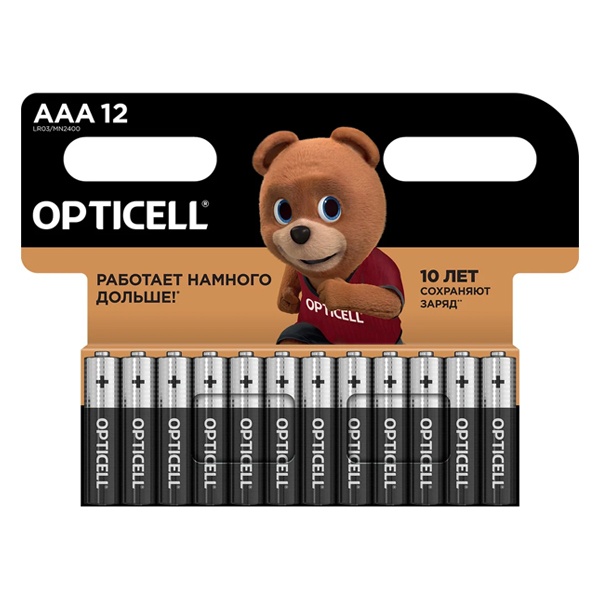 Батарейка AAA Opticell Basic LR03 MN2400 1,5V алкалиновая (упаковка 12шт) 6911332391220