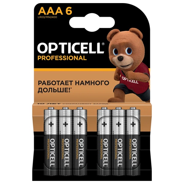 Батарейка AAA Opticell Professional LR03 MN2400 1,5V алкалиновая (упаковка 6шт) 6911332395464