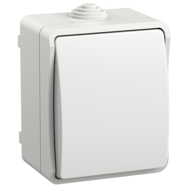 Переключатель одноклавишный для открытой установки ИЭК ФОРС ВС20-1-0-ФБ IP54 белый