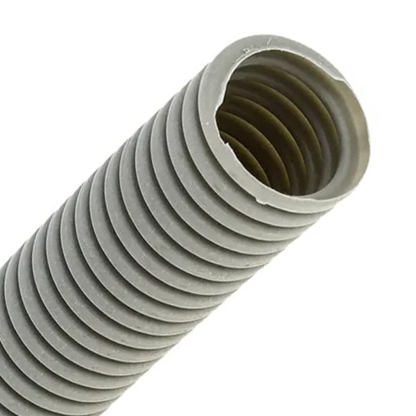Труба гофрированная ПВХ EKF Plast 50 мм гибкая лёгкая с протяжкой серая [бухта 20м] (гофра для кабеля)
