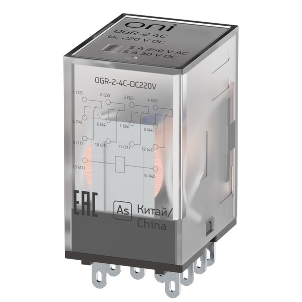Реле общего назначения ONI (ИЭК) OGR-2 5A 4NO/NC 220В DC