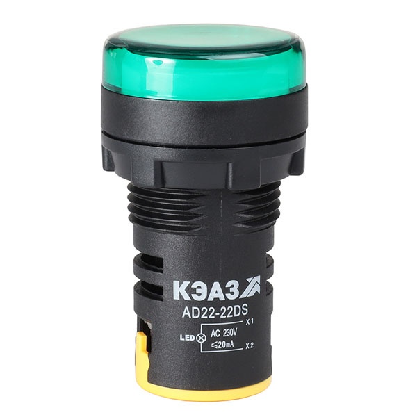 Лампа КЭАЗ AD22DS LED матрица 22мм 230В AC зеленая