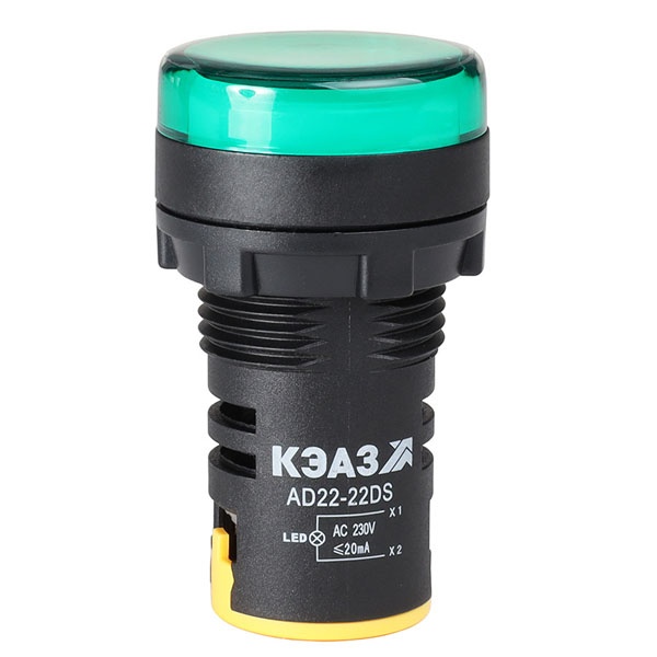 Лампа КЭАЗ AD22DS LED матрица 22мм 24В AC/DC зеленая
