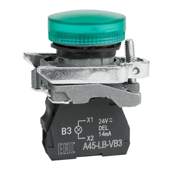 Лампа КЭАЗ сигнальная OptiSignal D22 C4-L-B3 зеленая LED металл 24V AC/DC IP65