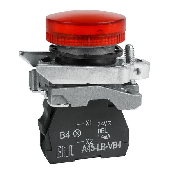 Лампа КЭАЗ сигнальная OptiSignal D22 C4-L-B4 красная LED металл 24V AC/DC IP65