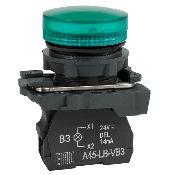 Лампа КЭАЗ сигнальная OptiSignal D22 C5-L-B3 зеленая LED пластик 24V AC/DC IP65