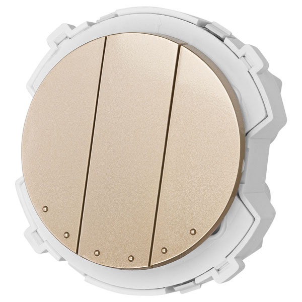 Выключатель трехклавишный TDM Байкал 16А 250В шампань