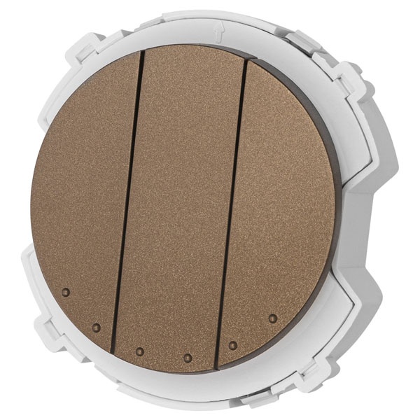 Переключатель трехклавишный TDM Байкал 16А 250В проходной бронза