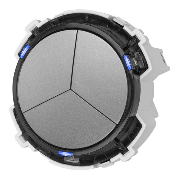 Кнопочный переключатель трехклавишный TDM Байкал 16А 250В платина